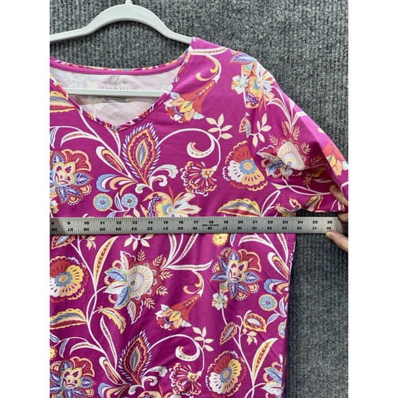 Talbots ‘The Talbots Tee’ Shirt Womens 2X Pink Paisley V-Neck Short Sleeve Top - Picture 7 of 7